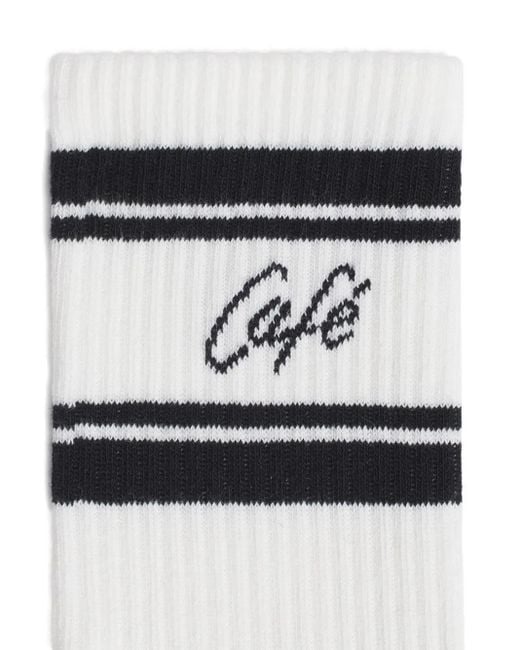 Café Kitsuné White Striped Ribed Socks for men