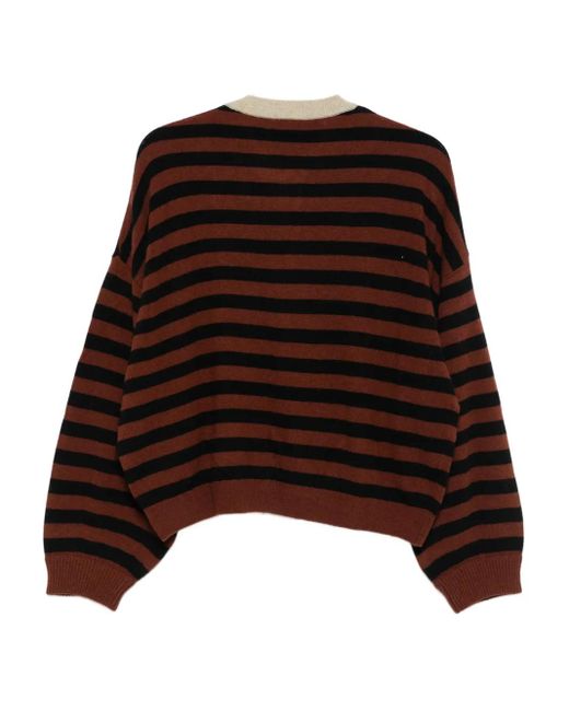 Alysi Brown Striped Button Cardigan