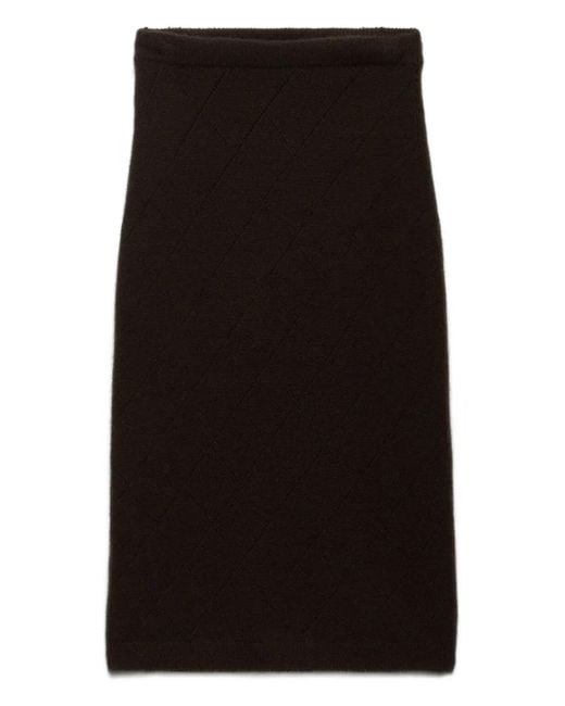 Prada Black Diamond-Pattern Midi Skirt