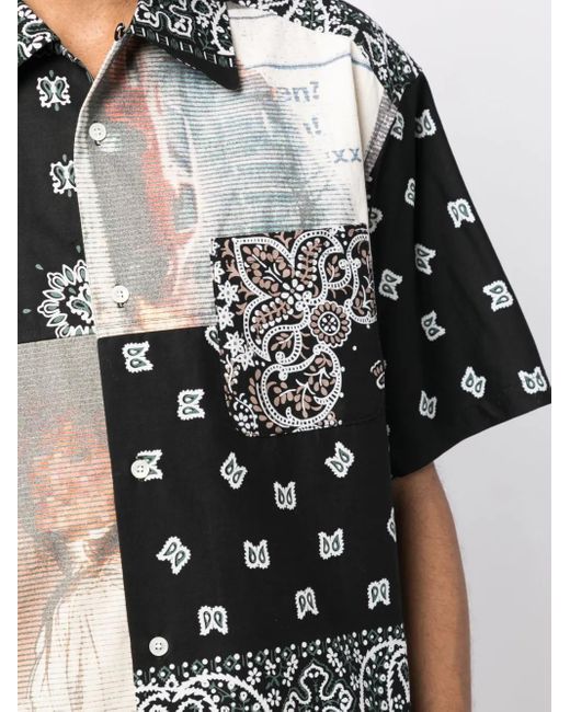 Children of the discordance Black Bandana-Print Cotton Shirt for men