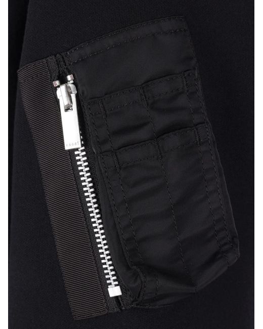 Sacai Black Zip-Fastening Hoodie