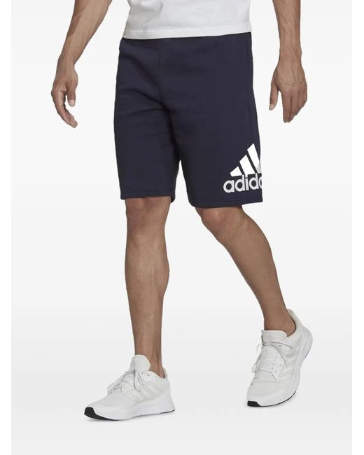 Adidas Blue Essentials Logo-Detail Track Shorts for men