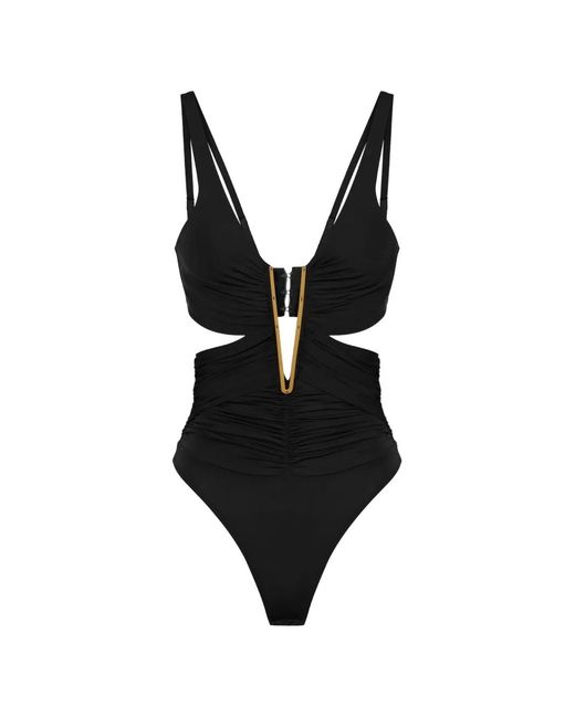 Elisabetta Franchi Black Body À Design Drapé