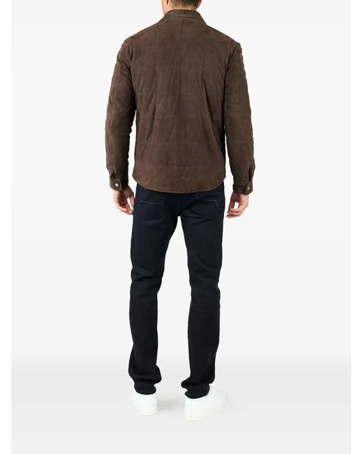 Al Duca D'aosta Black Quilted Suede Jacket for men