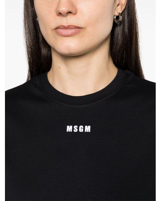 Vestido estilo camiseta con logo estampado MSGM de color Black