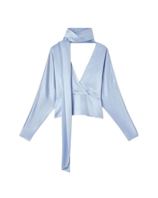 Ganni Blue Satin Blouse