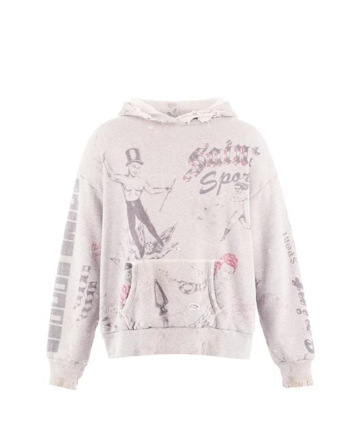SAINT Mxxxxxx White X Alexis Ross Alx Distressed Graphic-Print Hoodie for men