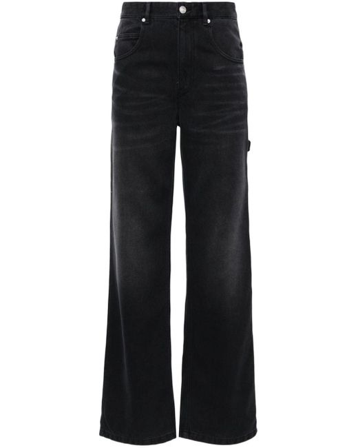 Isabel Marant High Waist Jeans Met Wijde Pijpen in het Black