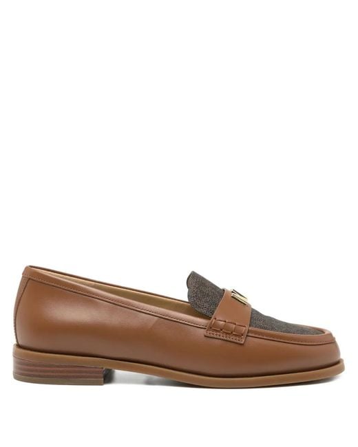 Michael Kors Brown Lex Leather Logo Loafers