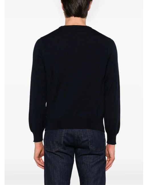 Canali Blue Merino-Wool Sweater for men