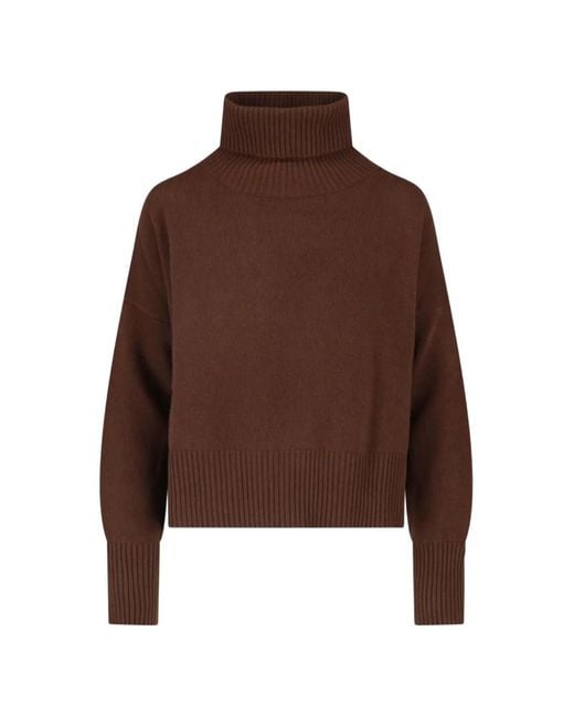 Ma'ry'ya Brown Roll-Neck Knitted Sweater