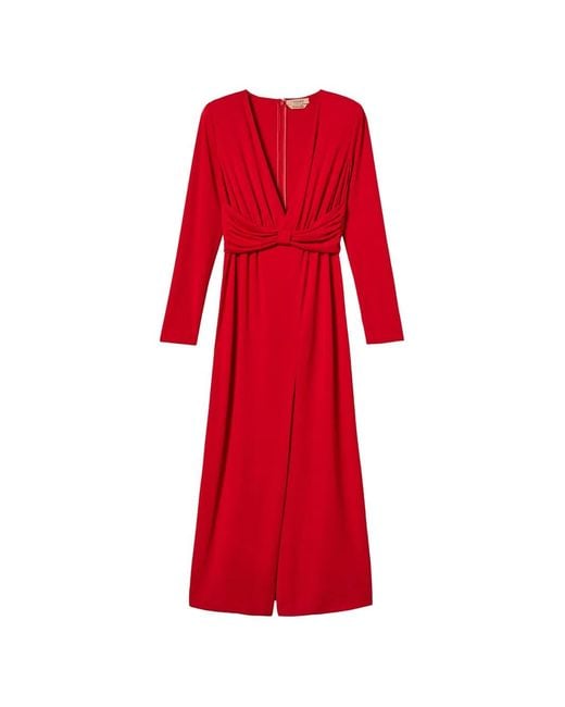 Twinset Red Long Dress With Draping