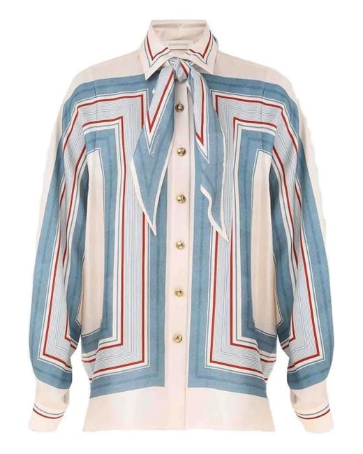 Zimmermann Blue Relaxed Scarf Shirt