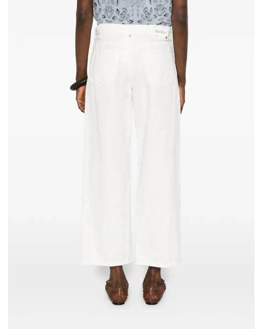 Max Mara White Onorata Straight Trousers