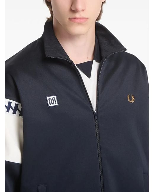 Fred Perry Blue Logo-Embroidered Panelled Jacket for men