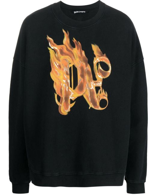 Palm Angels Burning Sweatshirt mit Monogramm-Print in Black für Herren