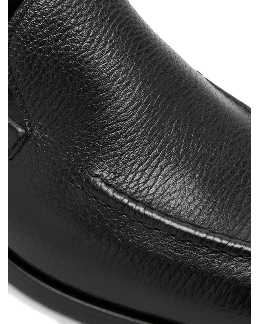 Magnanni Shoes Black Pebbled-Leather Loafers for men