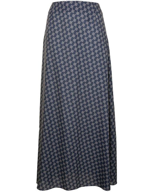 ROKH Blue High-rise Monogram-patterned Skirt