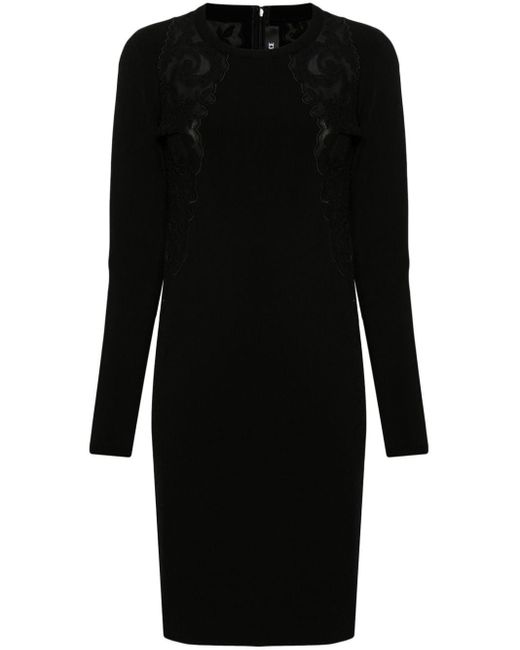 Robe courte en maille ornée de dentelle Versace en coloris Black