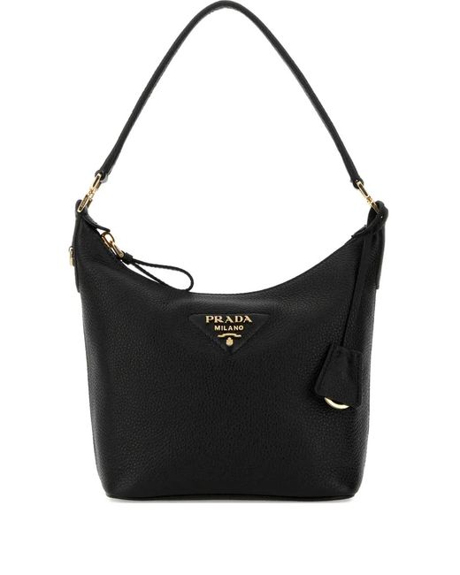 Prada Calf Leather Logo Tote Bag in Black | Lyst UK