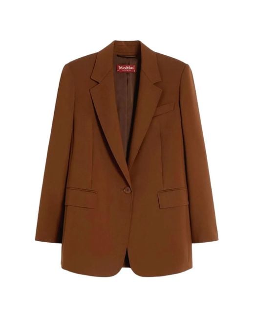 Max Mara Brown Mstbalco Single-Breasted Blazer