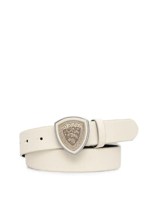 Blauer Natural Crystal-Embellished Shield-Buckle Belt