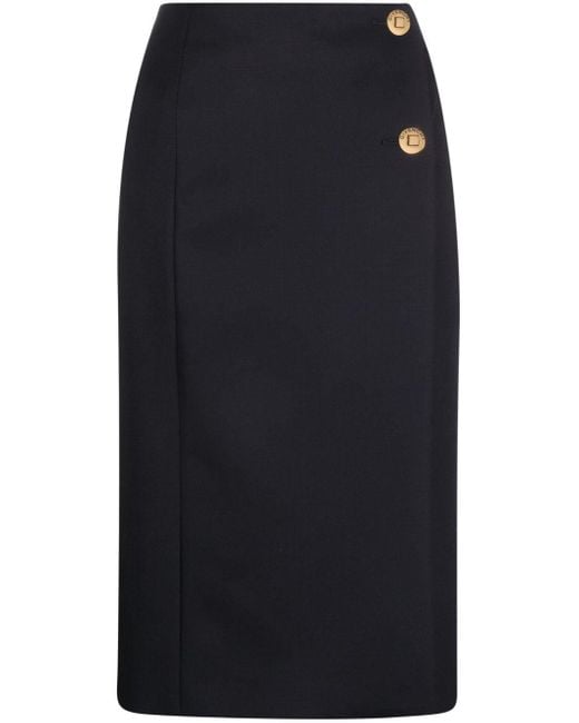 Givenchy Blue Wool-blend Straight Skirt