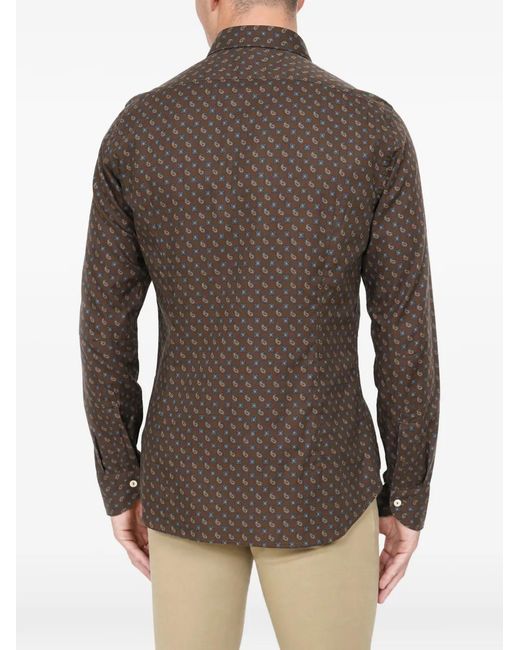 Tintoria Mattei 954 Brown Paisley-Print Shirt for men