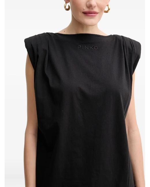 Pinko Black Padded-Shoulder T-Shirt Dress