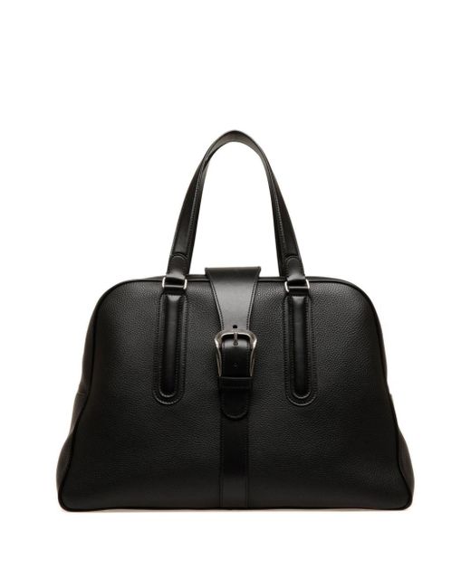 Bally Black Buckle Leather Tote Bag for men