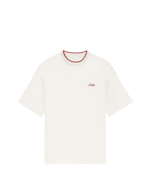 Drole de Monsieur White Piped Droit T-Shirt for men