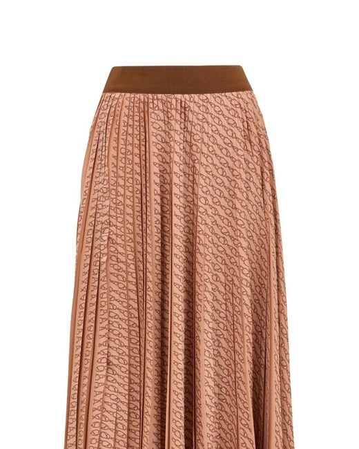 Herno Brown Graphic Pleated Skirt