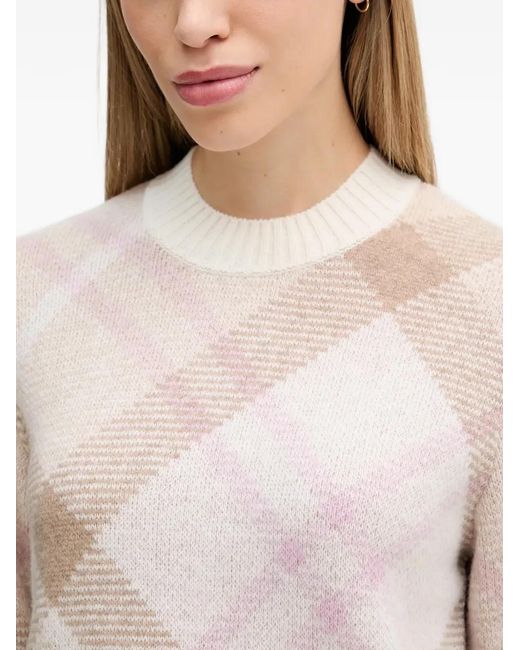 Barbour Natural Sara Argyle Crew-Neck Sweater