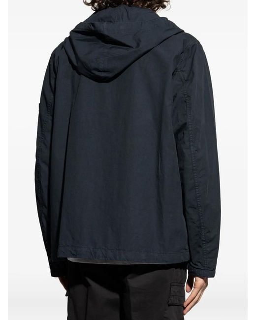 Stone Island Blue Hooded Patch-Pocket Jacket for men