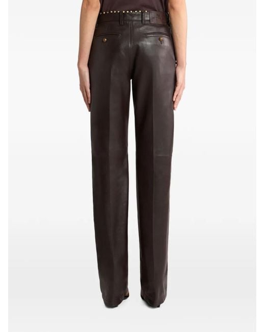 Etro Black Leather Trousers With Studs