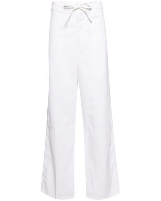 Victoria Beckham White Drawstring-waist Cotton Trousers