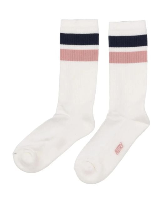 Autry White Striped Socks