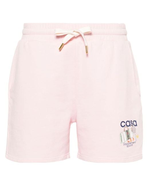 Casablancabrand Pink Logo-print Organic Cotton Shorts
