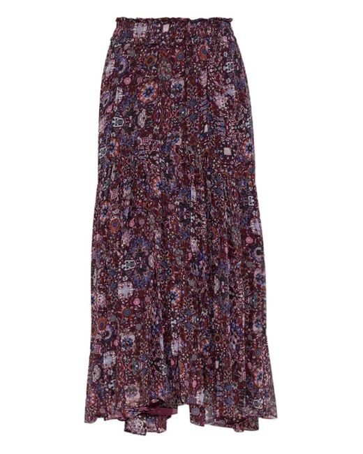 Falda plisada con estampado floral Isabel Marant de color Purple
