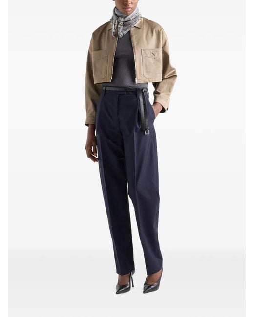 Prada Blue Ribbed-Knit Top
