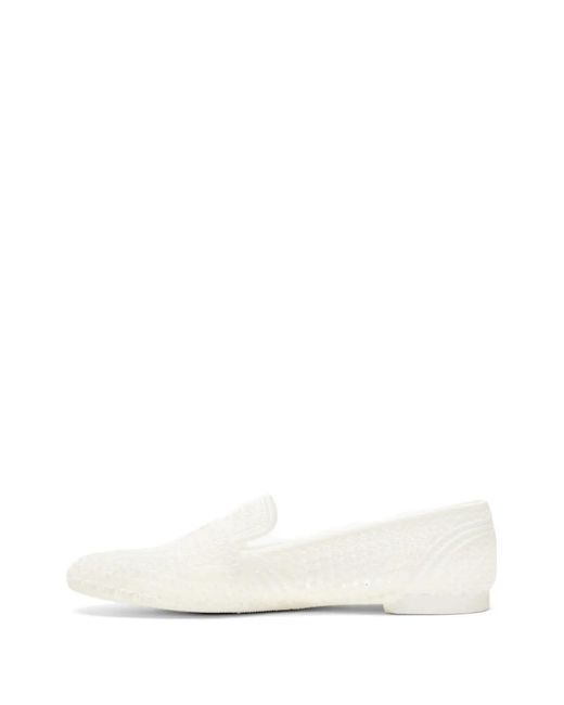 Casadei White Tonal-Effect Braided Loafers