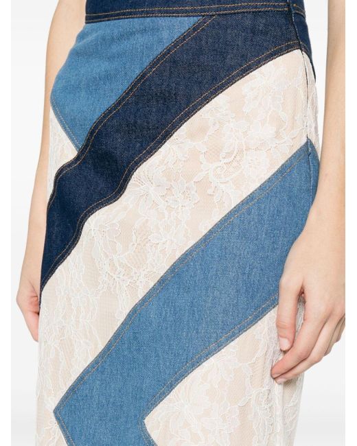 Moschino Blue Panelled High-waist Maxi Skirt