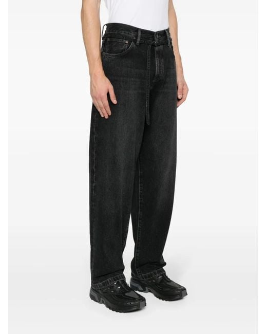 Acne Black Mid-Rise Wide-Leg Jeans