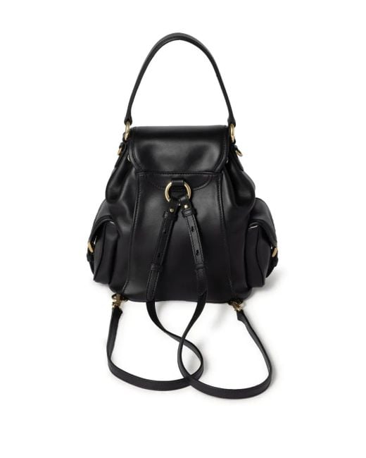 Miu Miu Black Multi-Pocket Leather Backpack