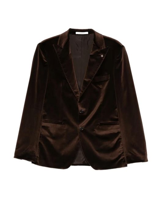 Tagliatore Black Notch-Lapel Pocket Blazer for men