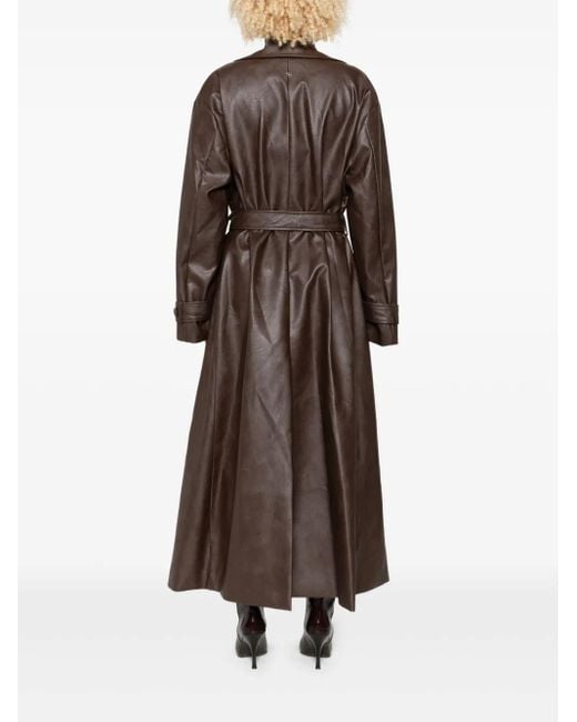 Belted double-breasted leather coat Aniye By de color Brown