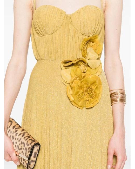 Abito Da Sera Con Applicazione A Fiori di Elisabetta Franchi in Metallic