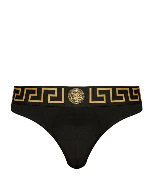 Versace Black Cotton Thong Panties for men