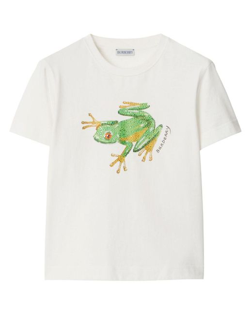 Burberry White Embellished Frog T-Shirt