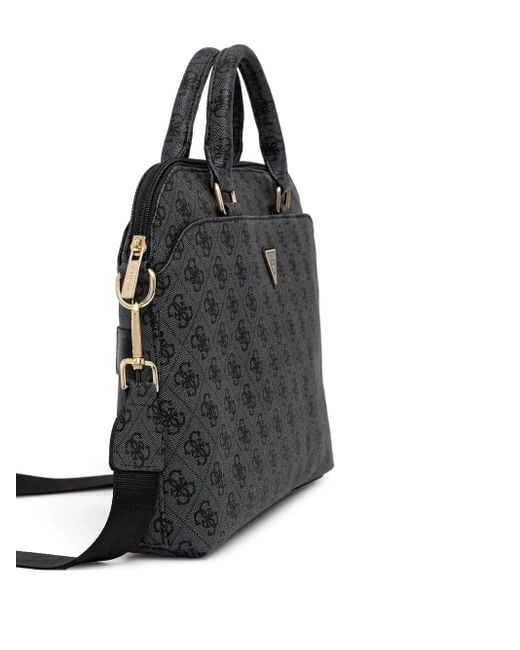 Guess Black Logo-Plaque Top-Laptop Bag